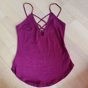 Express - Burgundy Colored Crisscross Tank Top